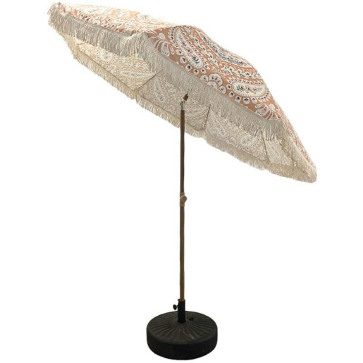 Parasol blanco, beige y verde