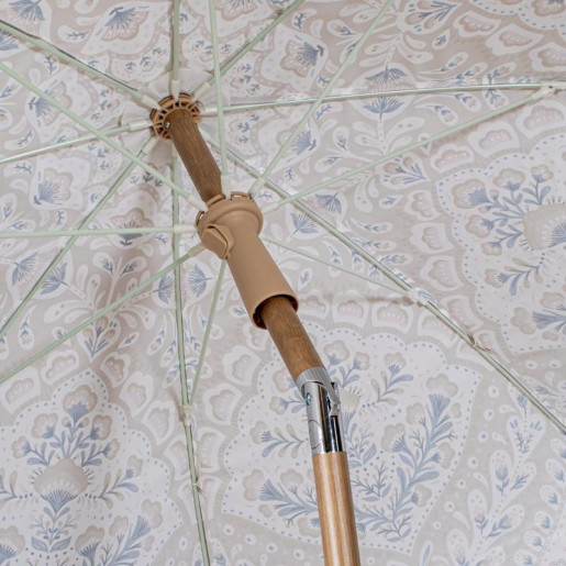 Parasol blanco, beige y verde