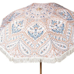 Parasol blanco, beige y verde