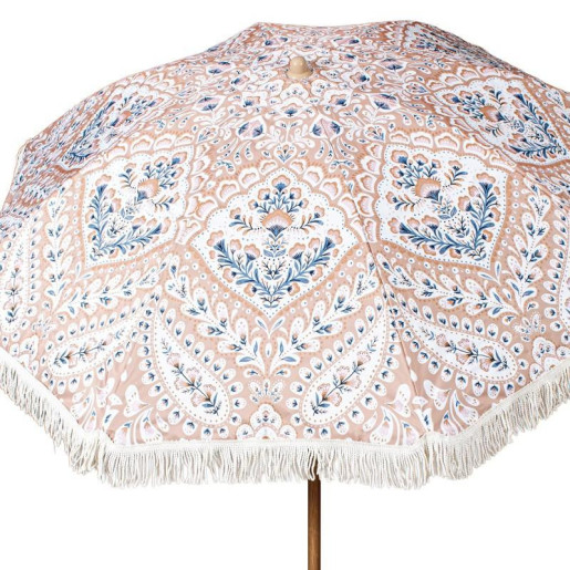 Parasol blanco, beige y verde