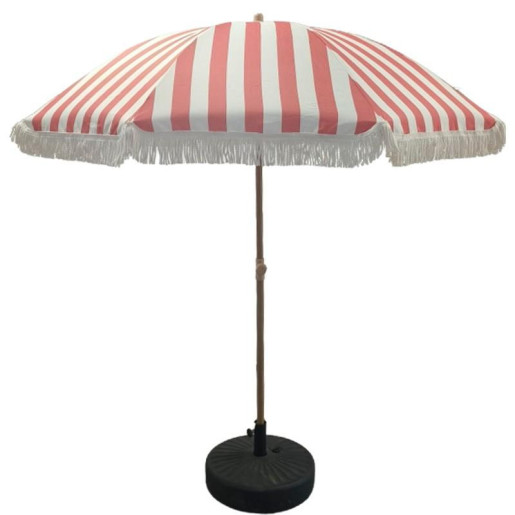 Parasol blanco y rojo