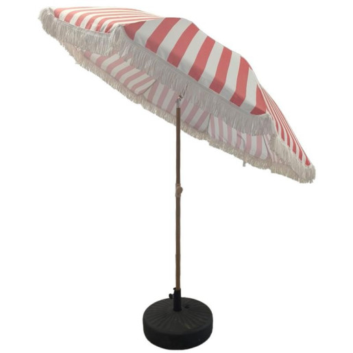 Parasol blanco y rojo