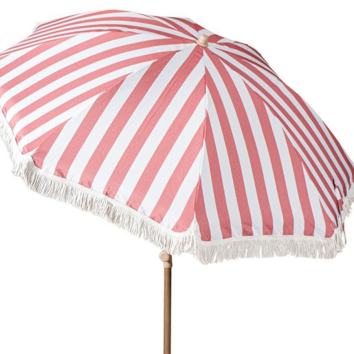 Parasol blanco y rojo