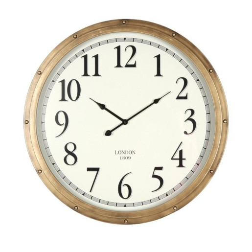 Reloj pared blanco y dorado