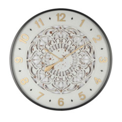 Reloj pared  gris, blanco y dorado