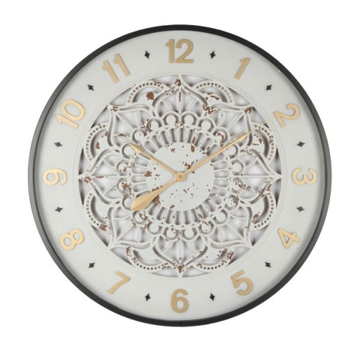 Reloj pared  gris, blanco y dorado