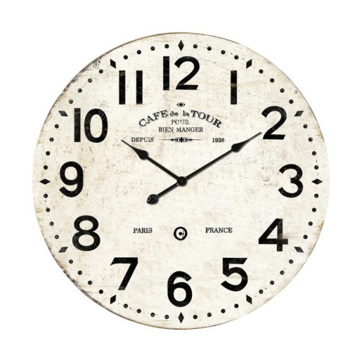 Reloj pared  blanco envejecido y negro