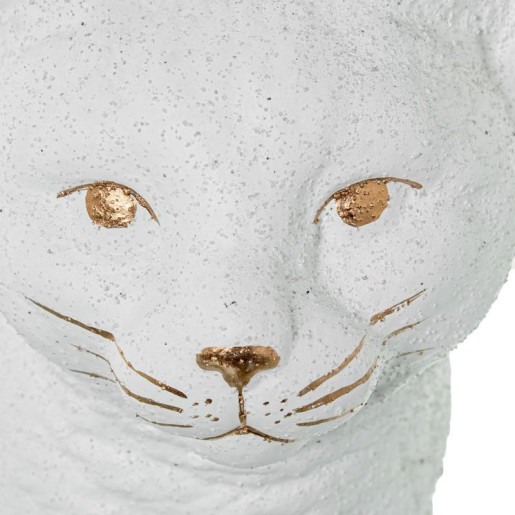 Figura gato blanco arena y dorado