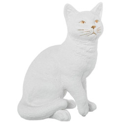 Figura gato blanco arena y dorado