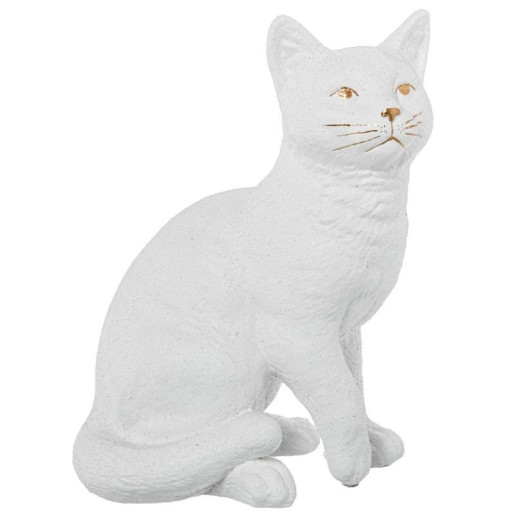 Figura gato blanco arena y dorado