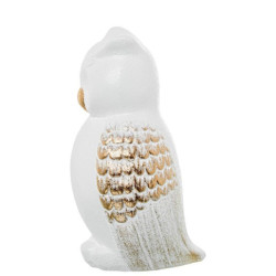 Figura buho blanco arena y dorado
