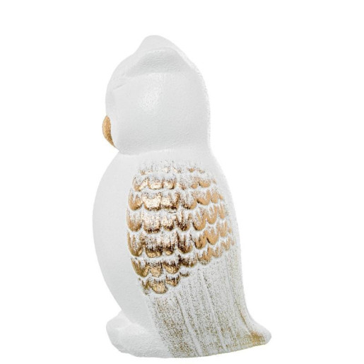 Figura buho blanco arena y dorado