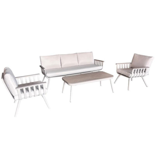 Set sofa, sillas y mesa blanco