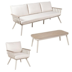 Set sofa, sillas y mesa blanco