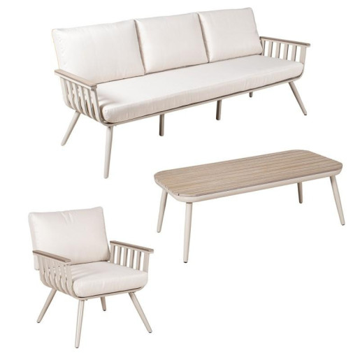 Set sofa, sillas y mesa blanco