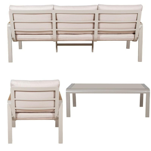 Set sofa, sillones y mesa crema
