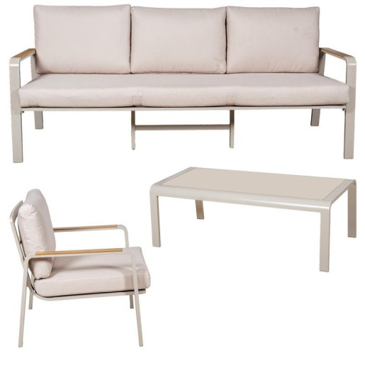 Set sofa, sillones y mesa crema