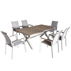 Set mesa y 6 sillas blanco y natural