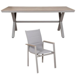 Set mesa y 6 sillas blanco y natural