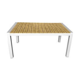 Mesa exterior extensible blanco y natural