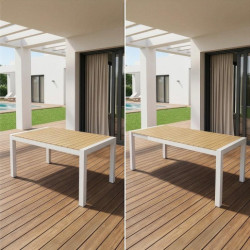 Mesa exterior extensible blanco y natural
