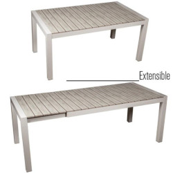 Mesa exterior extensible crema y natural