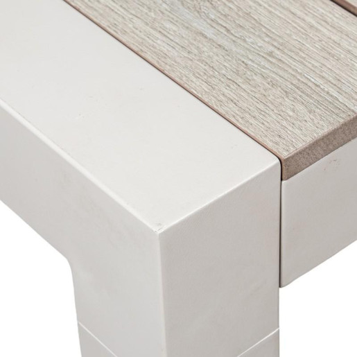 Mesa exterior extensible crema y natural