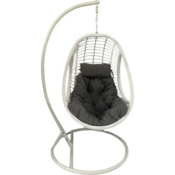 Silla colgante blanco y natural
