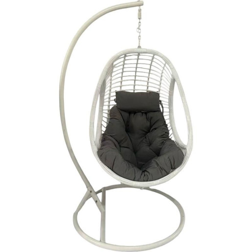 Silla colgante blanco y natural