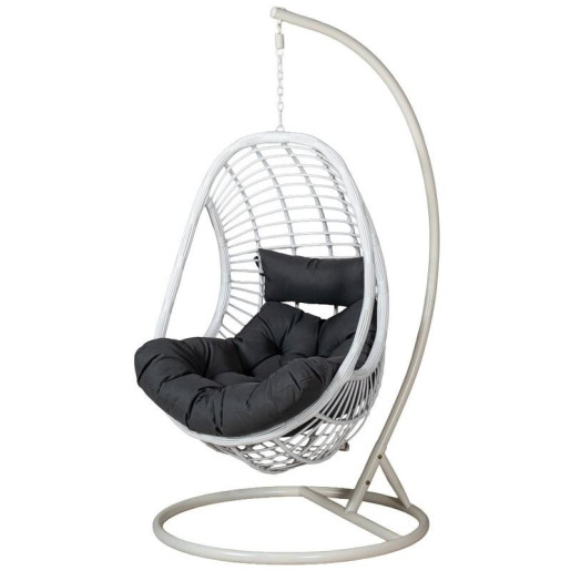 Silla colgante blanco y natural