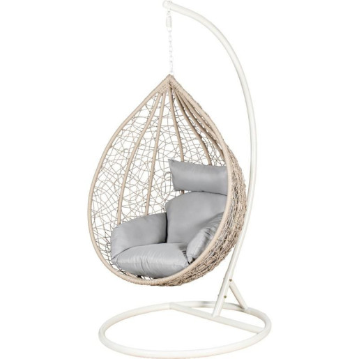 Silla colgante crema y natural