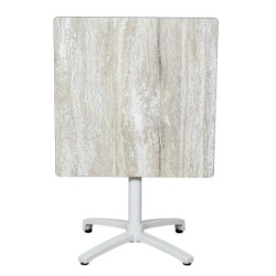 Mesa auxiliar exterior blanco y natural