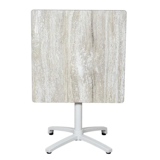 Mesa auxiliar exterior blanco y natural
