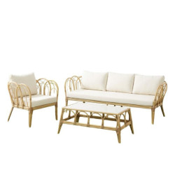 Set sofa, 2 sillones y mesa natural