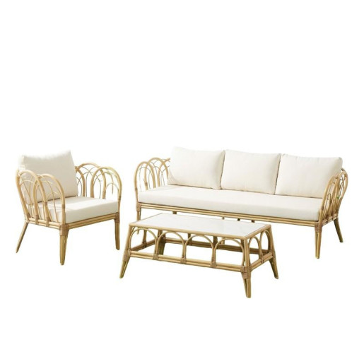 Set sofa, 2 sillones y mesa natural