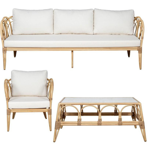 Set sofa, 2 sillones y mesa natural