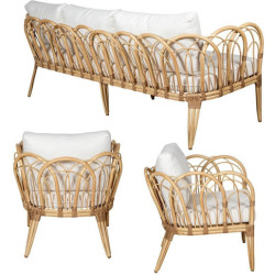 Set sofa, 2 sillones y mesa natural