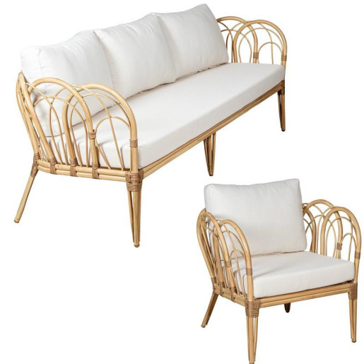 Set sofa, 2 sillones y mesa natural