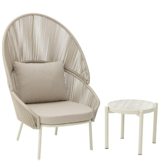 Set sillon y mesa centro blanco y natural