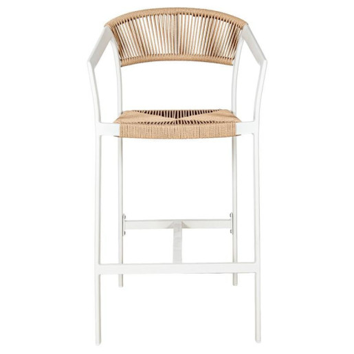 Taburete exterior blanco y natural