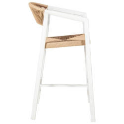 Taburete exterior blanco y natural