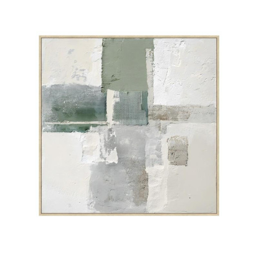 Cuadro lienzo natural, blanco y gris