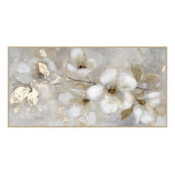 Cuadro lienzo natural,blanco, gris y amarillo