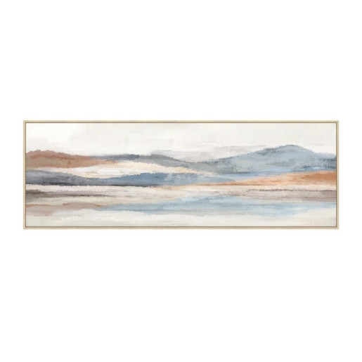 Cuadro lienzo natural, blanco, azul y beige