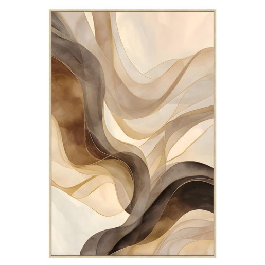 Cuadro lienzo natural. Beige, gris y marron