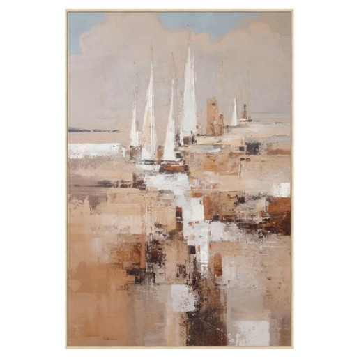 Cuadro lienzo natural, beige y blanco