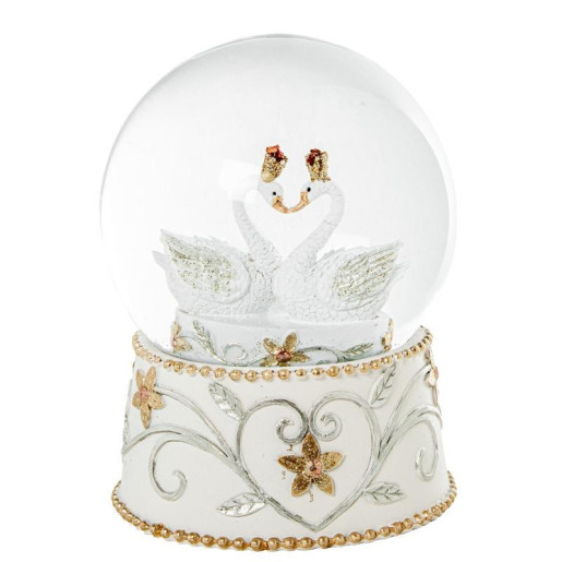 Figura bola nieve blanco, dorado y plateado