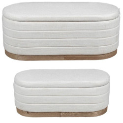 Set 2 puf blanco y dorado