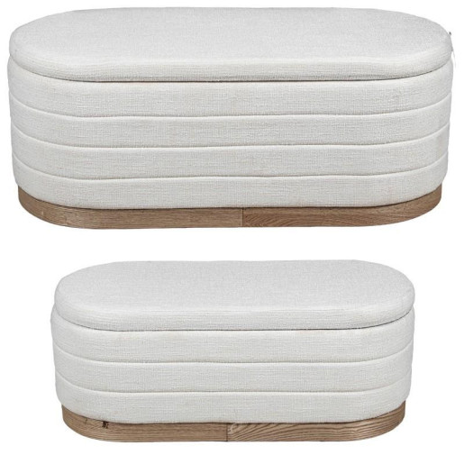 Set 2 puf blanco y dorado