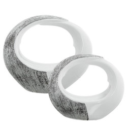 Set 2 jarrones blanco brillo y plateado